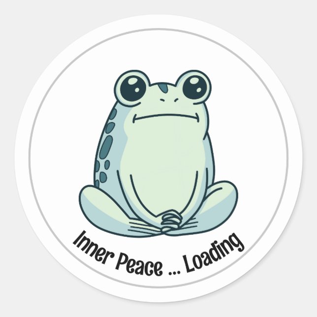 Adesivo Chill Cartoon Zen Frog, Sapo Fofo Meditando (Frente)