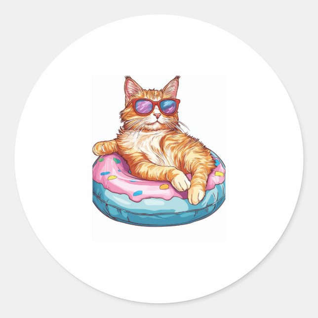 Adesivo Chill Cat Summer Vibes � Poolside Funny Gatinho (Frente)