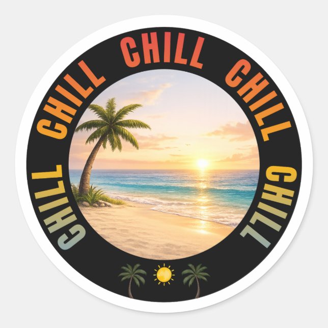 Adesivo Chill Chill Chill Sunset Beach (Frente)