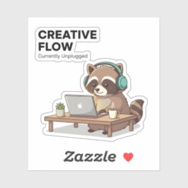 Adesivo Chill Raccoon Coding Sticker Creative Flow Laptop