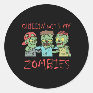 Adesivo Chillin Com Meus Zombies Diversão Halloween