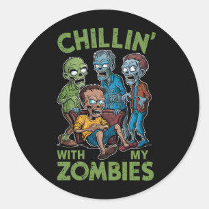 Adesivo Chillin Com Meus Zombies Halloween Garotos Engraça