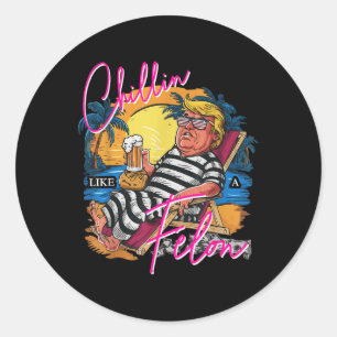 Adesivo Chillin Como Um Felon Retro Cor-De-Rosa Cerveja Ro