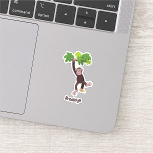 Adesivo Chimpanzé bonito na selva pendurada em desenho an