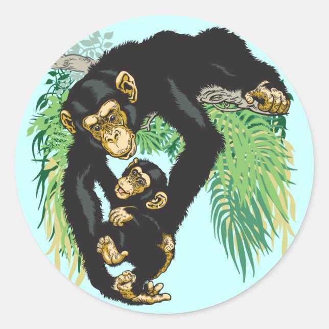 Adesivo chimpanzé com bebê (Frente)