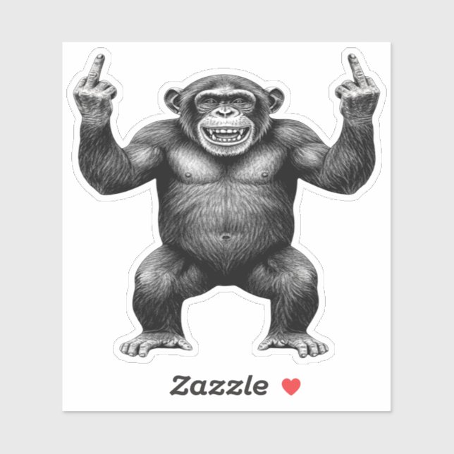 Adesivo Chimpanzé do Dedo do Meio Duplo (Folha)