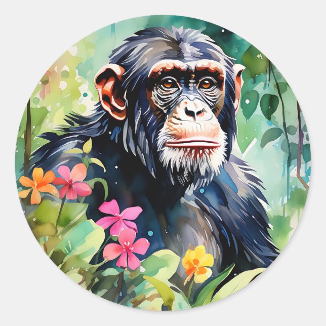 Adesivo Chimpanzé Selva Vibrante (Frente)