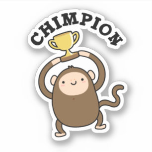 Adesivo Chimpion Cute Champion Chimpanzee Pun Sticker