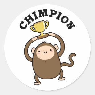 Adesivo Chimpion Funny Champion Chimpanzee Pun