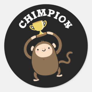 Adesivo Chimpion Funny Champion Chimpanzee Pun Dark BG
