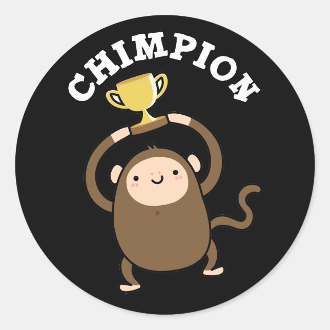 Adesivo Chimpion Funny Champion Chimpanzee Pun Dark BG (Frente)