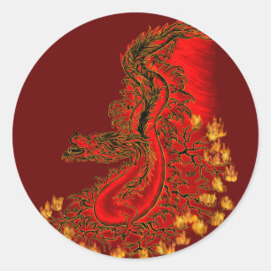 Adesivo China Dragon vermelho e design de ouro