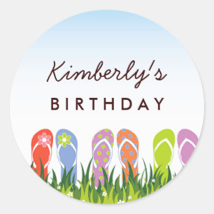 Adesivo Chinelos Coloridos Diversão No Sol Festa de Aniver