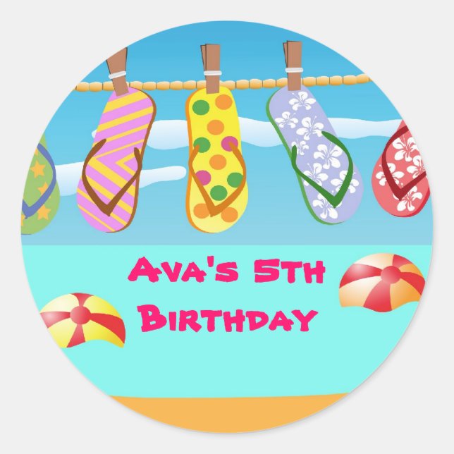 Adesivo Chinelos Piscina Festa de aniversário Favoritos Et (Frente)