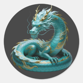 Adesivo Chinese Green Gold Dragon Art Fantasy Design With 