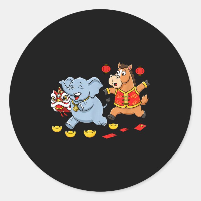 Adesivo Chinese Horse Elephant Funny Kids Mens Womens Happ (Frente)