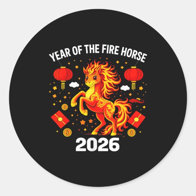 Adesivo Chinese New Year 2026 Year Of The Fire Horse  (Frente)