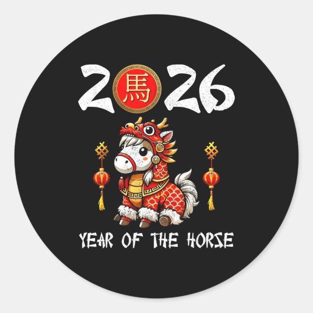 Adesivo Chinese New Year 2026 Year Of The Horse Happy New  (Frente)