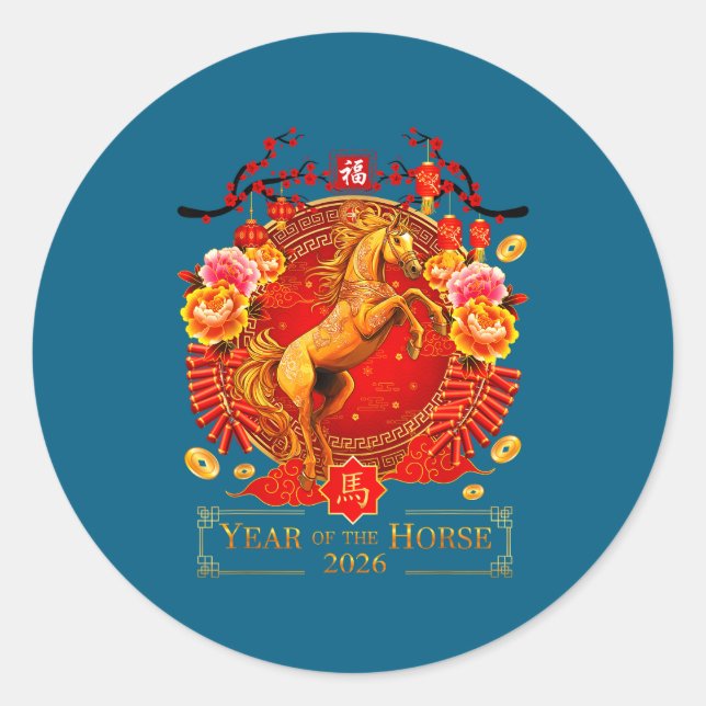 Adesivo Chinese New Year 2026 Year Of The Horse Happy New  (Frente)