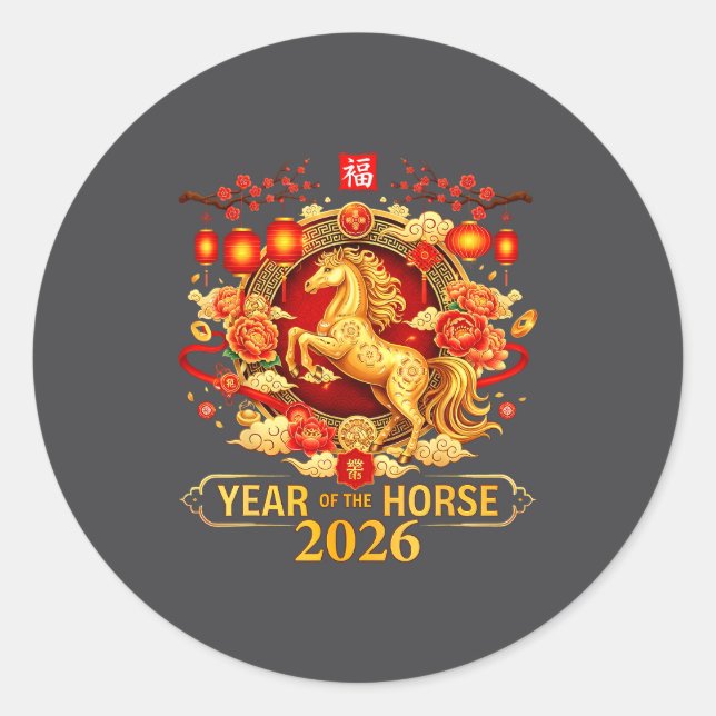 Adesivo Chinese New Year 2026 Year Of The Horse Happy New  (Frente)