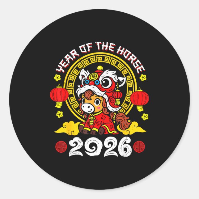 Adesivo Chinese New Year 2026 Year Of The Horse Lunar New  (Frente)