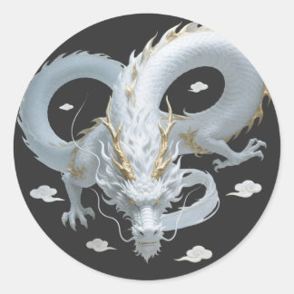 Adesivo Chinese White Gold Dragon Art Fantasy Design With 
