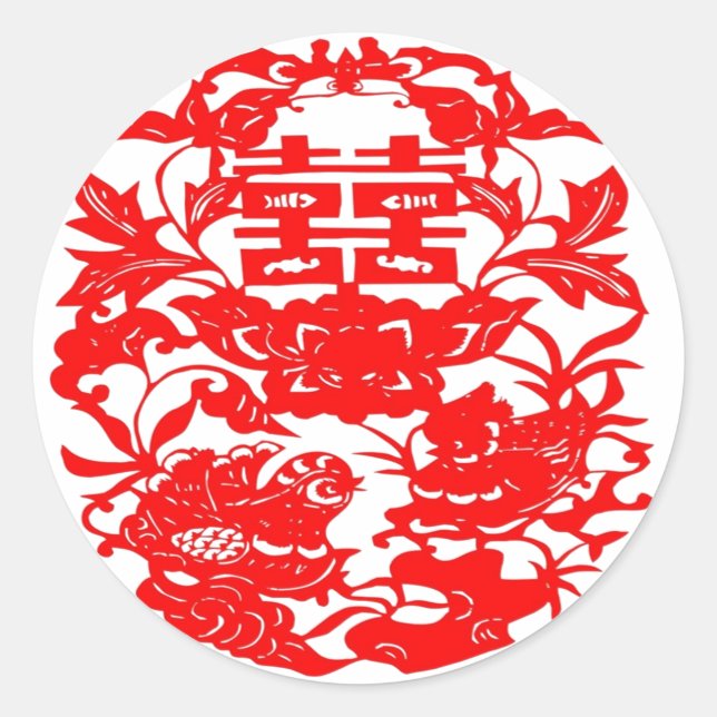 Adesivo Chineses Arte Folclórica Dupla Felicidade Adoram P (Frente)