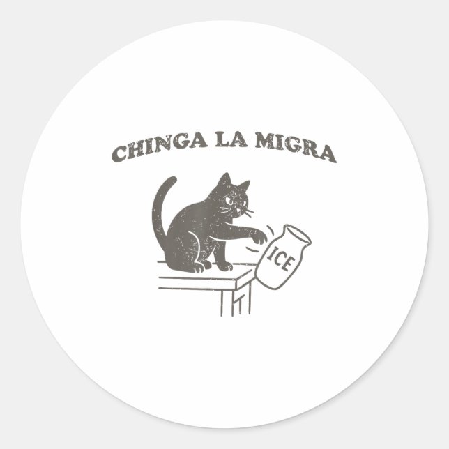 Adesivo Chinga La Migra Immigration Abolish Ice Funny Cat  (Frente)