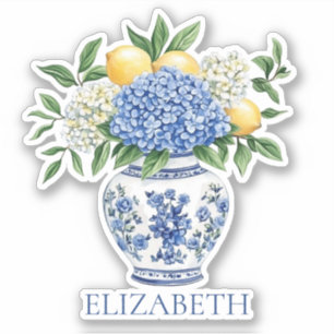 Adesivo Chinoiserie azul e branca com Hydrangeas