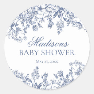 Adesivo Chinoiserie Azul Vintage Floral Círculo Chá de Beb