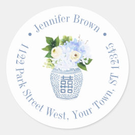 Adesivo Chinoiserie Chic Azul Branco Floral Endereço de De