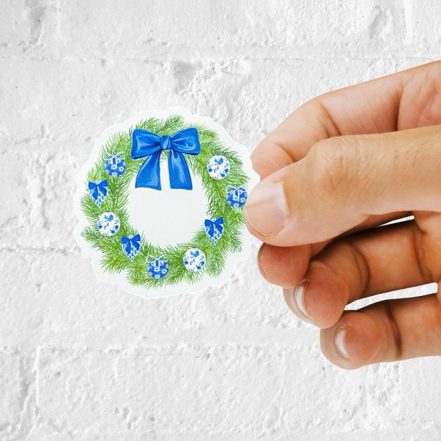 Adesivo Chinoiserie Christmas Wreath Vinyl Sticker (Chinoiserie christmas wreath removable vinyl sticker)