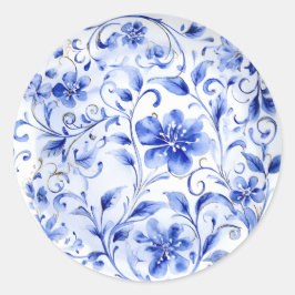 Adesivo Chinoiserie Floral azul e branca