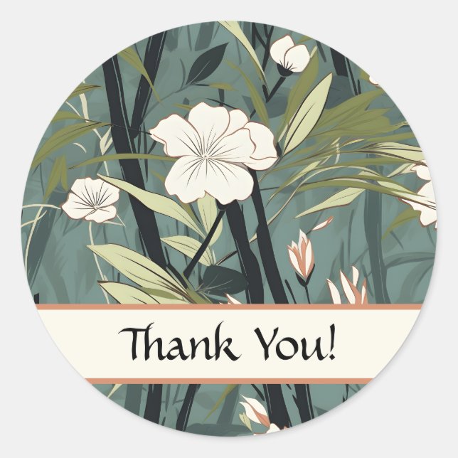 Adesivo Chinoiserie Thank You Tropical  Asian Soft Teal  (Frente)