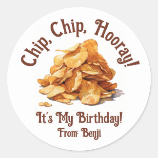 Adesivo Chip, Chip, Hurra! Batata Chips, É Meu Aniversário