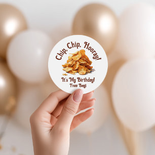 Adesivo Chip, Chip, Hurra! Batata Chips, É Meu Aniversário
