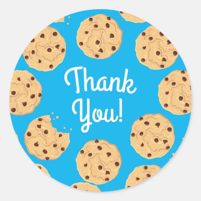 Adesivo Chip Cookies primeiro aniversario Festa Azul (Frente)