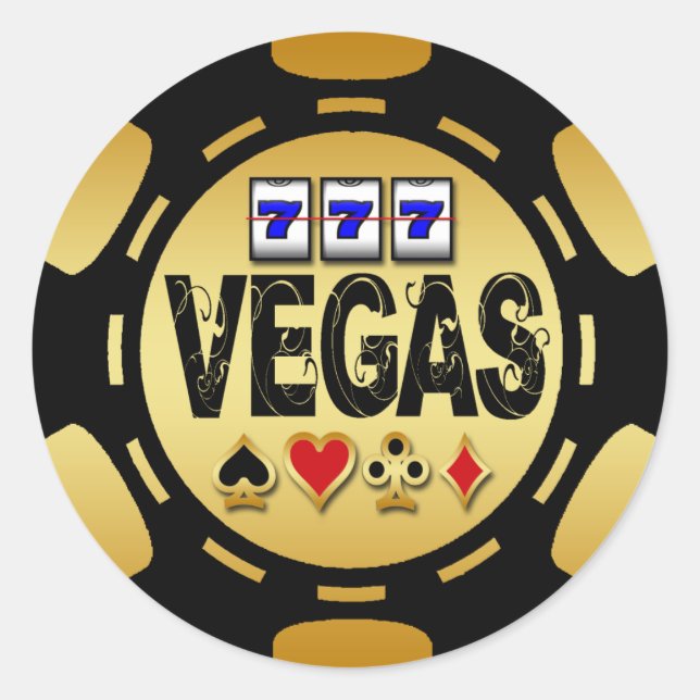 ADESIVO CHIP DE POKER DOURADO E PRETO DO VEGAS (Frente)