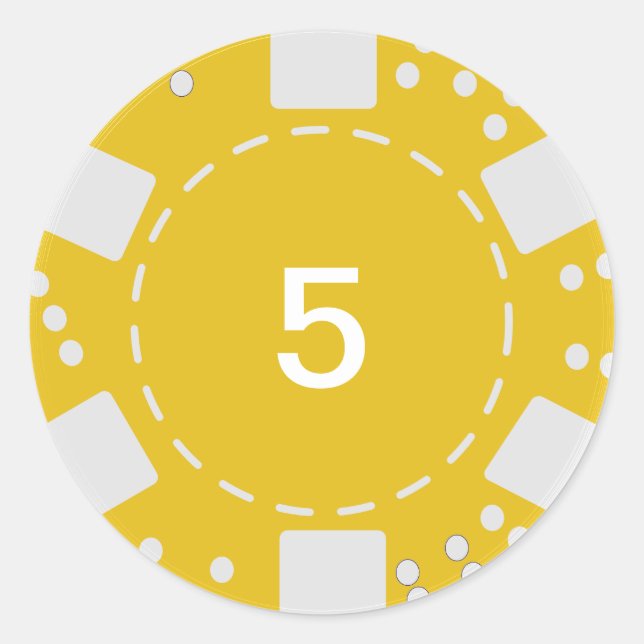 Adesivo Chip de pôquer amarelo (Frente)