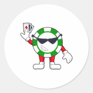 Adesivo Chip de pôquer com cartões Poker