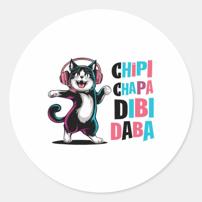 Adesivo Chipi Chapa Dibi Daba Cat Dancing (Frente)