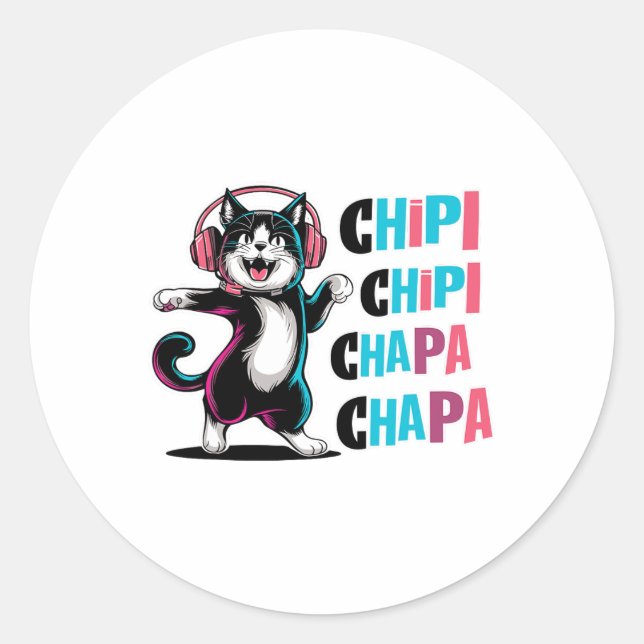 Adesivo Chipi Chipi Chapa Chapa Chapa Cartoon Dançante Cat (Frente)