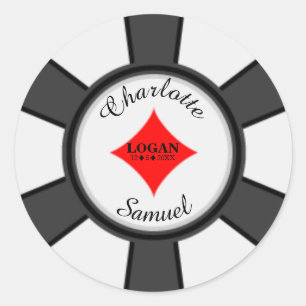 Adesivo Chips Poker Vinheta redonda clássica de Casament