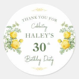 Adesivo Chique Botânico Amarelo & Floral Verde Aniversário