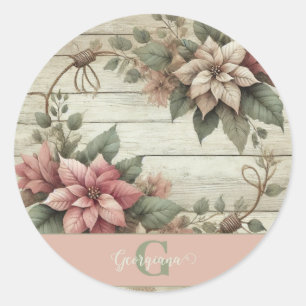 Adesivo Chique de nome personalizado Pastel Poinsettias Ga
