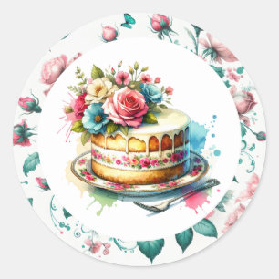 Adesivo Chique Floral Birthday Cake