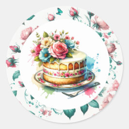 Adesivo Chique Floral Birthday Cake