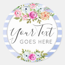 Chique Rustic Floral Watercolor Modern Stripe