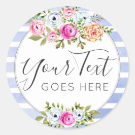 Adesivo Chique Rustic Floral Watercolor Modern Stripe