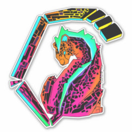 Adesivo Chita rosa e azul colorida com mohawk